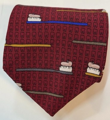 Vicky Davis Vintage Novelty 100% Silk  Brush Up Toothbrush Tie