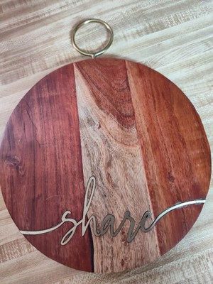 Round Charcuterie / Cutting Board 10'' Diameter 'Share' Inlaid