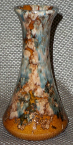McCoy Onyx Vase Blue Black Brown Foam Drip Glaze 8.5" 064 Art Pottery USA