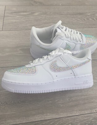 Two Tone Nike Air Force Custom Bling Swarovski Rhinestone Adult Size  3-10 UK UK