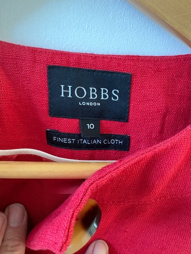 Vintage Hobbs 100% Linen Red Cropped Jacket 3/4 Sleeve Italian Cloth Lined - Bild 3 von 5