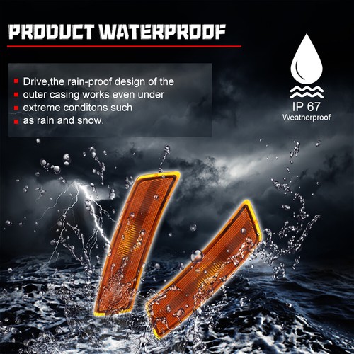Amber Lens Front Bumper Side Marker Light For VW Beetle 2012-2019 Tiguan 2018-21 - Picture 5 of 8
