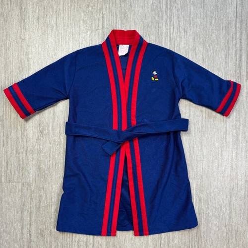 Vintage Mickey Mouse Robe Kids 5-6 Boys Girls 80s 90s Walt Disney Blue Red