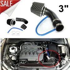3" Carbon Fibre Car Cold Air Intake Filter Induction Pipe Power Flow Hose System