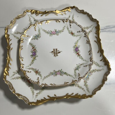 Antique Limoges Plate,Tressemanes&Vogt France,Hand Painted,18K Gold,C.1871- 1890