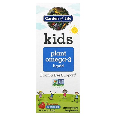 Kids Plant Omega-3 Liquid, Strawberry, 2 fl oz (57.5 ml) EXP 6/22 FREE SHIPPING