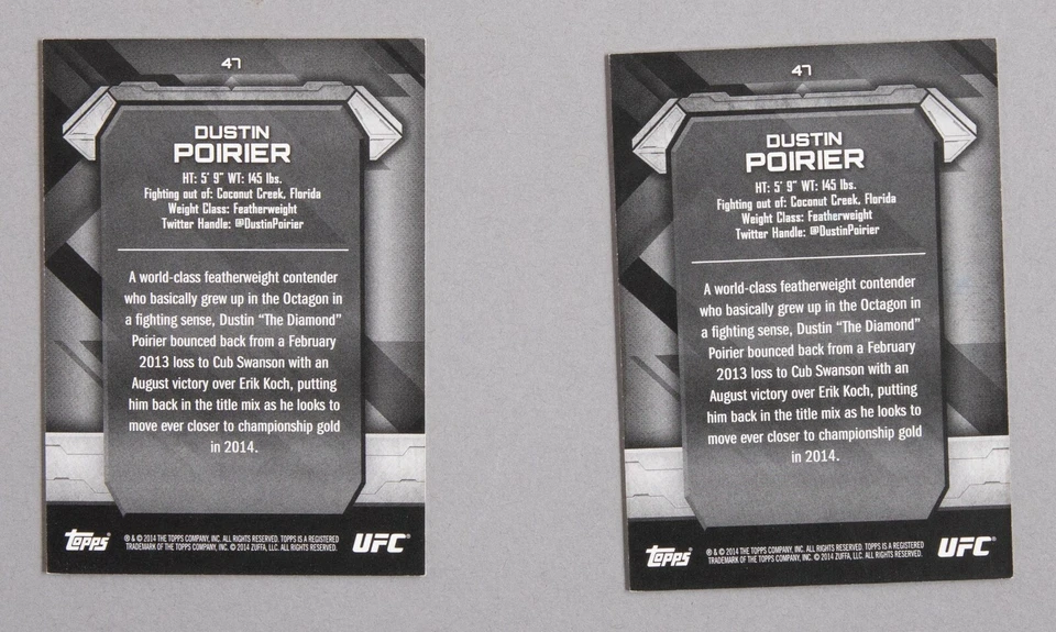 Dustin Poirier UFC 2014 Topps Knockout Green Card #47 #/99 257 242 236 208 178 - Image 4 of 4