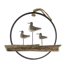 Hanging Wooden Nautical Wall Art Ornament Rustic Wooden Decorative Circle Sign