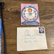 1955 Baby Announcement Card 3"x4" w/ Envelope "Time for an Announcement"