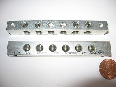 Qty 2) Electric Motion EM4250 3/8'' x 1/2'' 6-Position 14-6 AWG Grounding Blocks