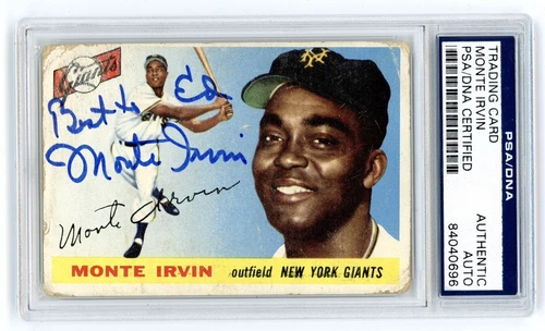1955 Topps Monte Irvin #100 PSA/DNA Authentic Auto Inscription Autograph HOF