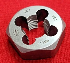 9742 M12 X 1.25 Metric 1" Hex Die Irwin RH Carbon Steel 12MM USA Rethread