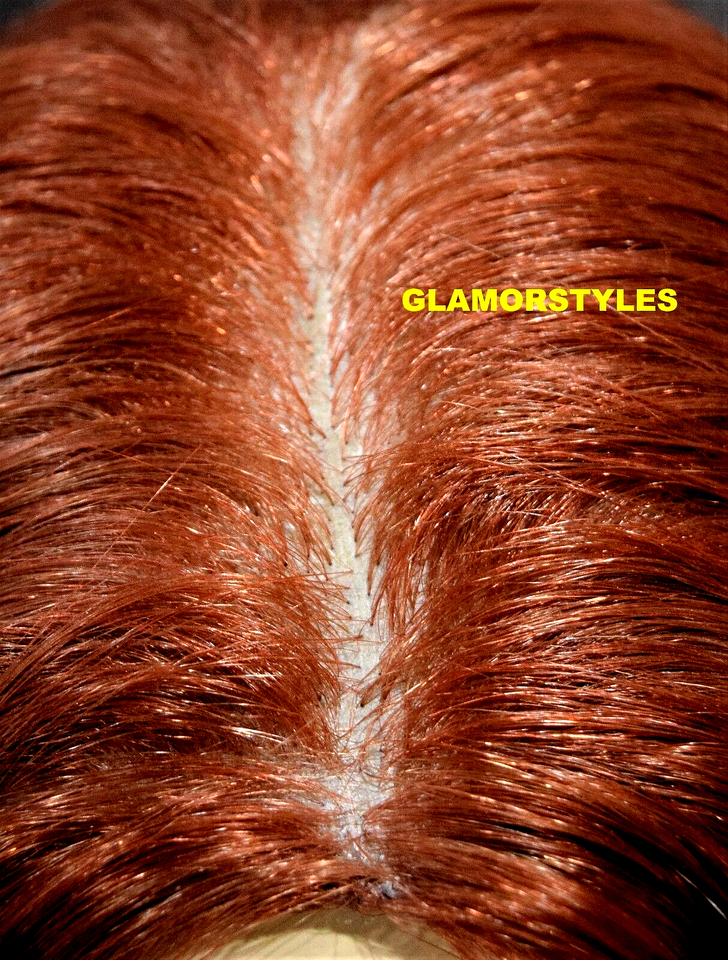 40'' FULL WIG EXTRA LONG STRAIGHT SKIN HAIR PART HAIR PIECE HENNA RED