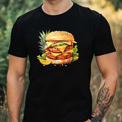 Herren T-Shirt  Aquarell Cheeseburger Motiv Baumwolle Größe XS bis 5XL