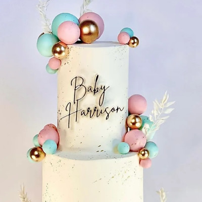 Personalisierter Acryl Baby Name Kuchen Anhänger mit mehreren Farben zur Auswahl