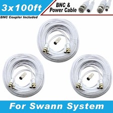 WHITE PREMIUM 300FT CCTV SURVEILLANCE BNC CABLES FOR 16 CH SWANN D1 DVR SYSTEMS
