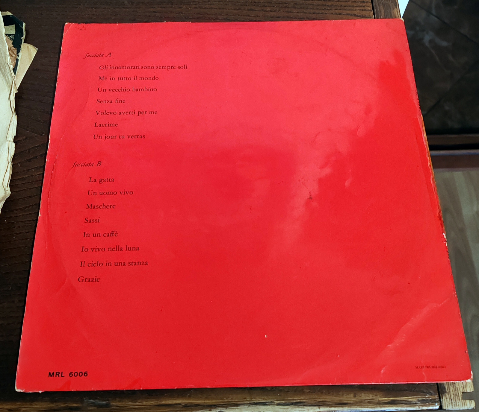 GINO PAOLI  I° LP RICORDI MRL 6006 - RARE  33 GIRI I^ STAMPA ORIGINALE ANNO 1961