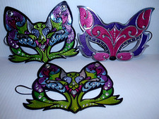 Lot 3 Party Masquerade Venetian Mardi Gras FOX CAT Masks Costume Reenactment