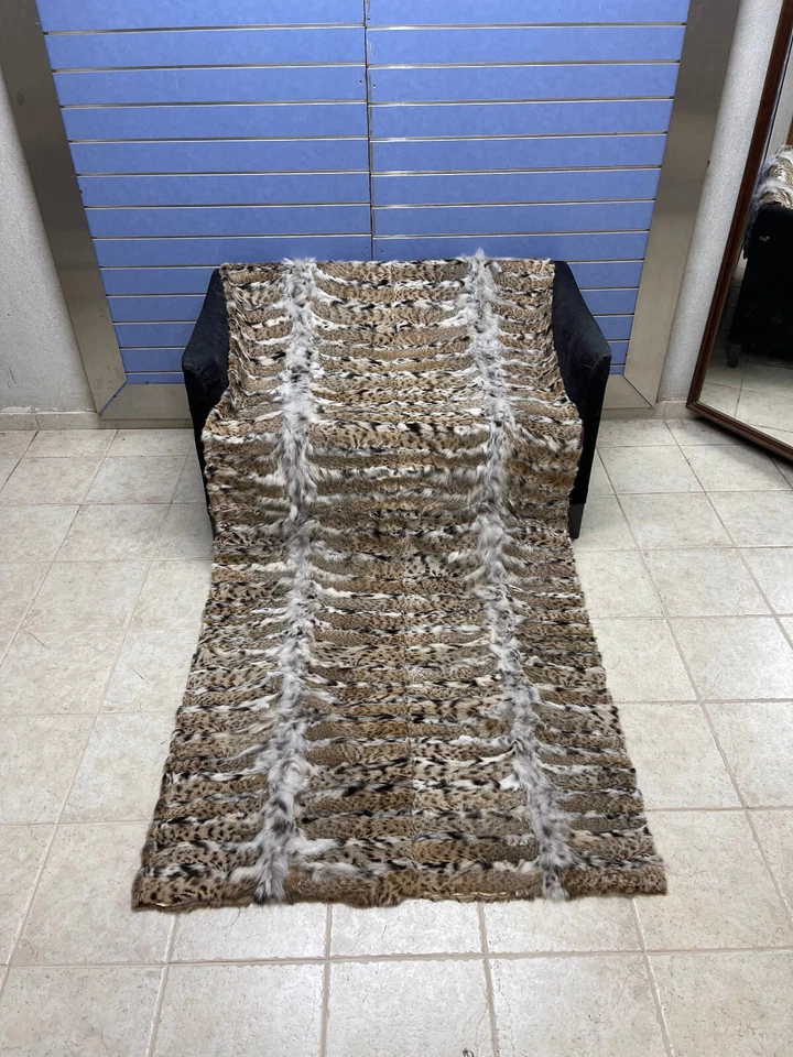Luxury Lynx Fur Throw Real Lynx Blanket Genuine Fur Bedspread - Image 2 of 4