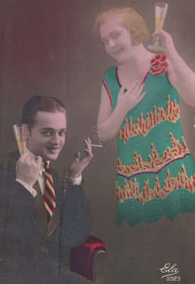 Well-Dressed Couple Enjoying their Evening Divided Back Vintage Post Card