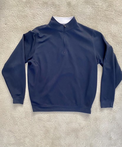 FootJoy Sweater Mens Medium 1/4 Zip Pullover Navy Blue Golf Stretch Long Sleeve - Picture 2 of 8