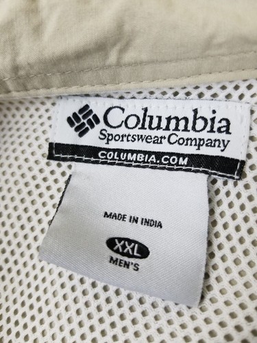 Columbia Mens Shirt PFG Fishing Light Weight Convertible Sleeves Beige XXL - Picture 10 of 10