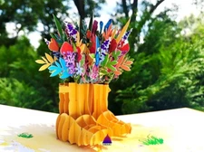 3D Pop Up Greeting Card Flower Floral Birthday Anniversary Thank You Spring Gift