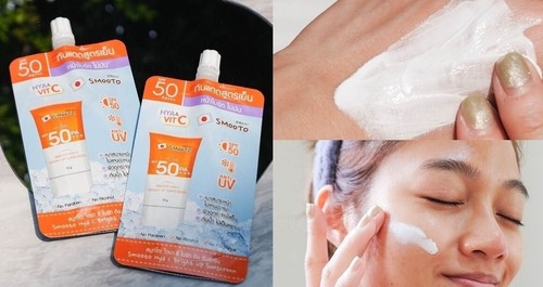12x Smooto Hya Vit C crema solare luminosa formula fredda impermeabile SPF50 PA+++ - Foto 5 di 7