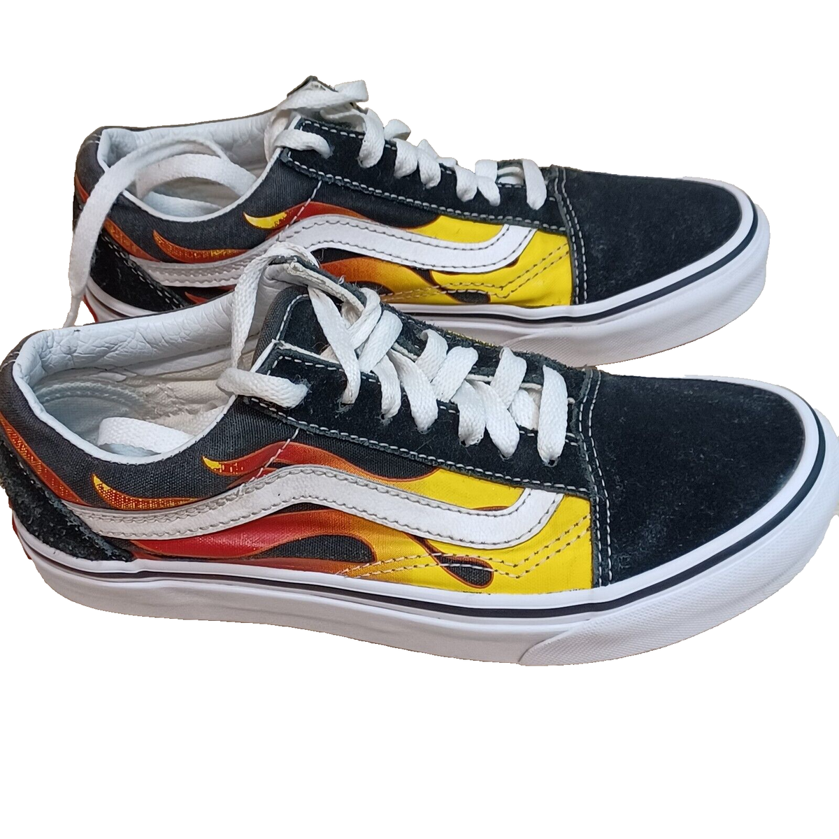 Vans Flame Old Skool Unisex Black/White Low Top Skate Shoes Men
