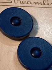 VTG Streamline Plastic Buttons Dark Blue Marbled Tunnel Shank 11/16" 3 on Card