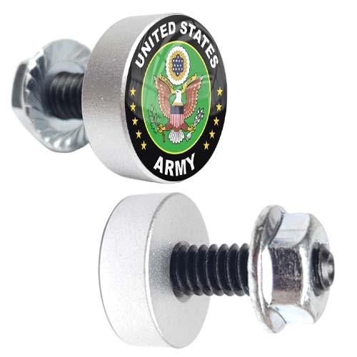 4 Silver Billet Aluminum License Plate Frame Tag Bolts - USA ARMY LOGO M 4IS 4 Silver Billet Aluminum License Plate Frame Tag Bolts - USA ARMY LOGO M 4IS