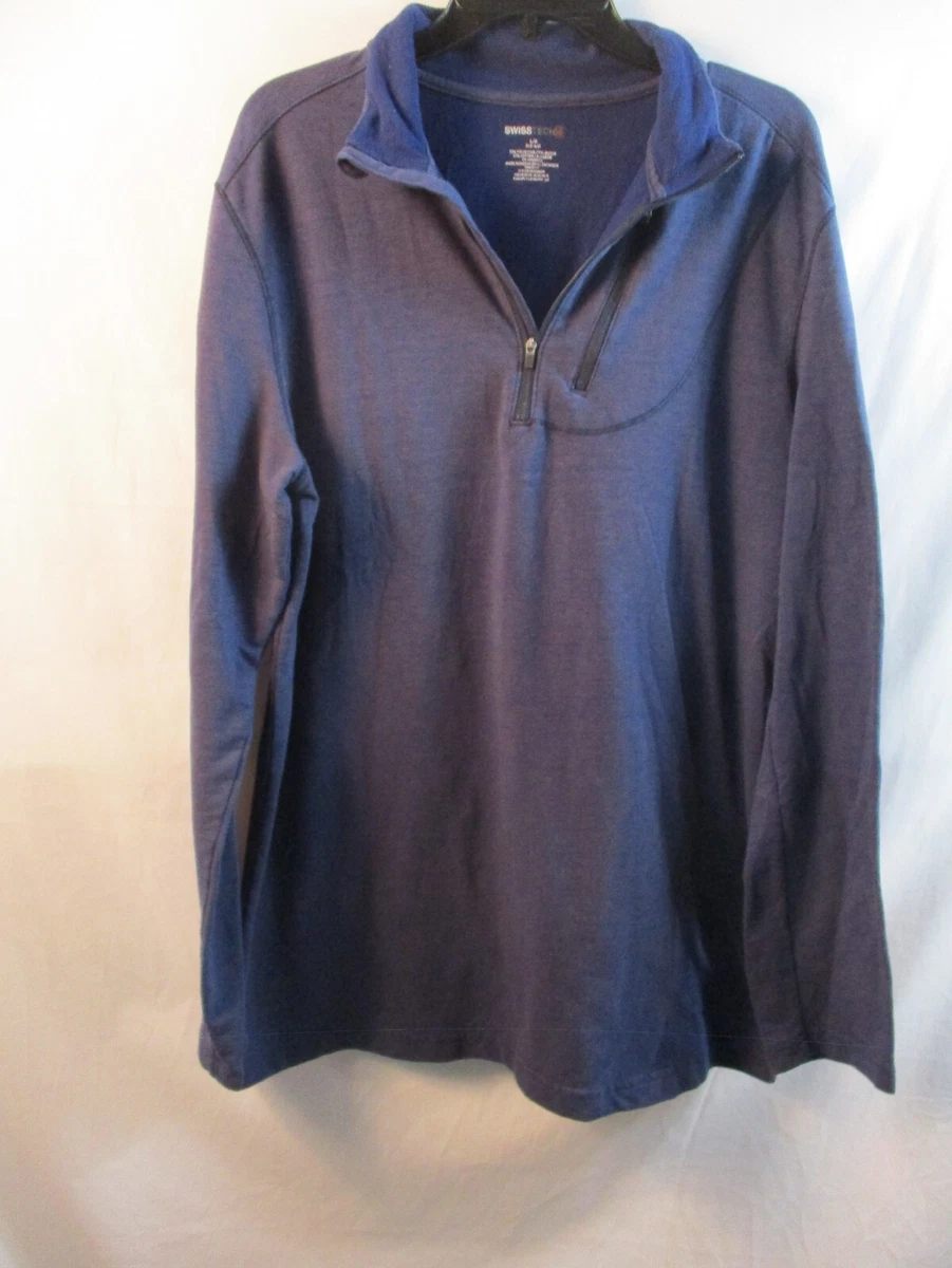 Swiss Tech Mens Sweater Large Blue Pocket 1 4 Zip Pullover