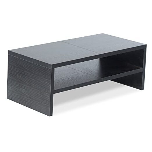 2 Tiers Wooden Desktop Monitor Stand Riser 20 Inch Printer Stand 2 tiers Black