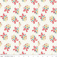Lori Holt Fabric Vintage Bouquet Flowers Bows Cloud Cotton Riley Blake By Yard