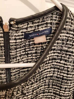 Tommy Hilfiger Tweed and Faux Leather Dress Size 10 | eBay