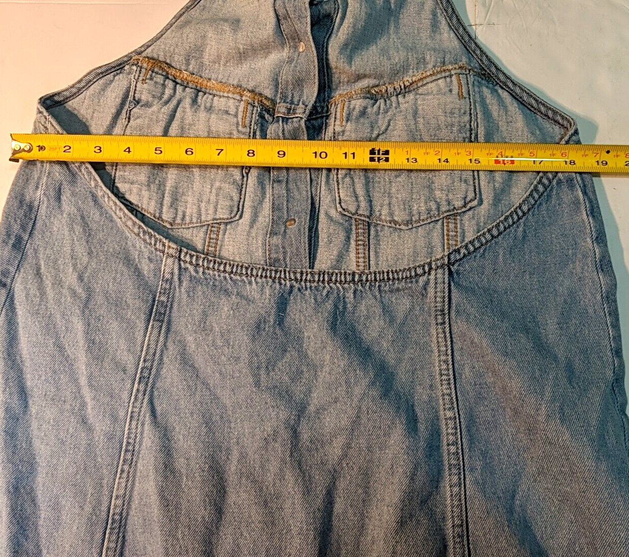Zara TRF Plus Size 2XL Blue Denim Halter Mini Dress for Summer image 10