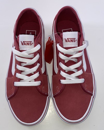 Vans Women's Old Skool Brick/Red True White Canvas Suede Skate Shoe Women 6 - Picture 4 of 12