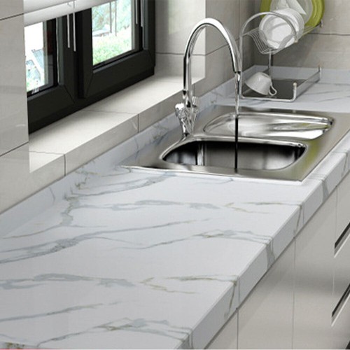 10ft-32ft Vinyl Marble Wallpaper Self Adhesive Kitchen Counter Top Cabinet Wrap - Picture 92 of 145