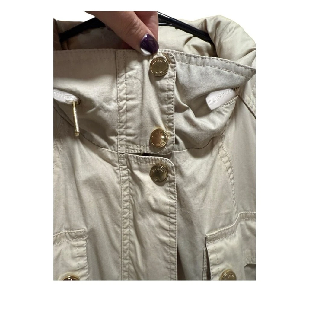 Giacca utility Michael Kors taglia XL panna con scollo a colletto e cappuccio nascosto