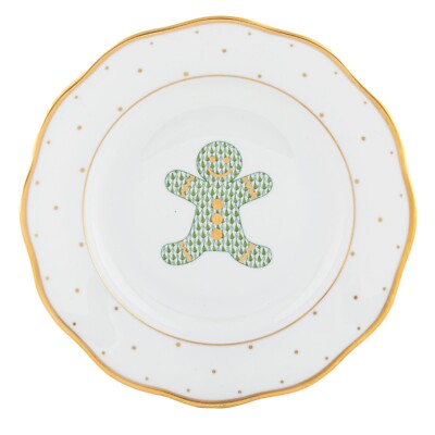 HEREND, CHRISTMAS DESERT PLATE,  GINGERBREAD,  #PN-26-20520.   NEW, MINT & BOX!