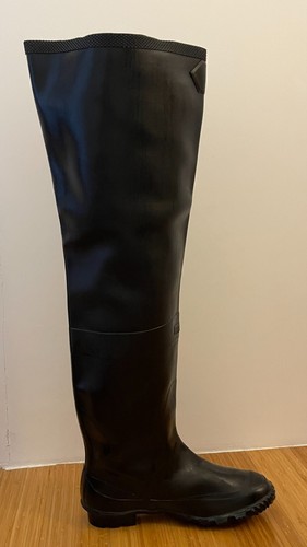 STIVALI DI GOMMA NERO HEAVY RUBBER STIGO TAGLIA 43 MEZZA COSCIA 1981 AERONATUICA - Foto 12 di 23