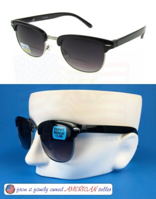 BIFOCAL SUNGLASSES Club-Master Frame INNER BIFOCAL Quality +1.25 to +3.50 NICE!