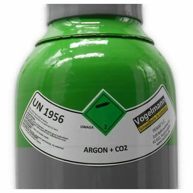 Bouteille MIX ARGON (82%) CO2 (18%) de gaz 8 litres inerte usine de MIG soudage - Photo 2/4