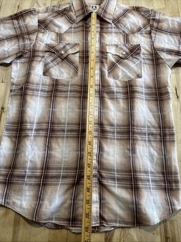Ely Cattleman Shirt youth Boys Size Lg Pearl Snap Brown Tan Plaid Western Rodeo - Picture 4 of 7