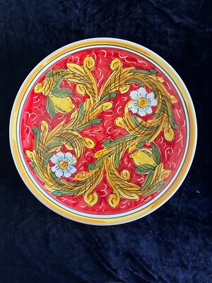 Hand Painted Ceramiche Sicilliane Ruggeri Made in Italy Floral Dish