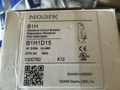 12 x Noark B1h1D15 Miniature Circuit Breakers. 277VAC, 15A in BOX  NEW FREE SHIP