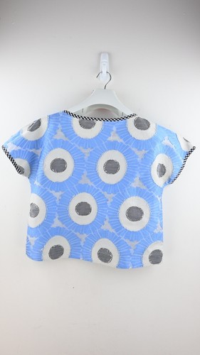 Gorman SS16 appliqued sunflower cropped blouse in powder blue & white size UK10 - Picture 4 of 11