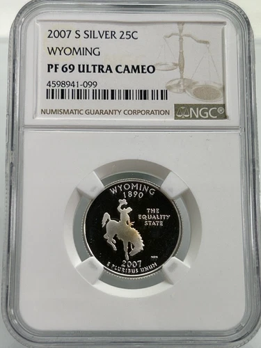 2007 S Silver 25C WYOMING PF 69 ULTRA CAMEO NGC (NJL027228)