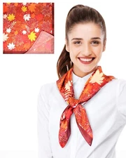 CBC Crown Autumn Leaves Scarf Soft Silky feeling Scarf 35" x 35" Square scarf