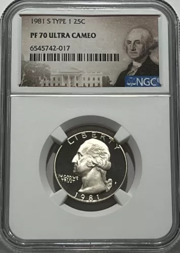 1981 S NGC Type 1 PF70 Ultra Cameo Washington Quarter Proof 25c Portrait Label